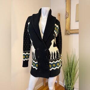 Forever 21 Contemporary Reindeer Button Up Cardigan Black Sweater Women’s M